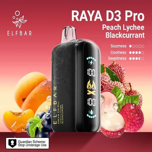 Elf Bar Raya D3 Pro 30 K – Peach Lychee Blackcurrant - Vape Shop Jaipur