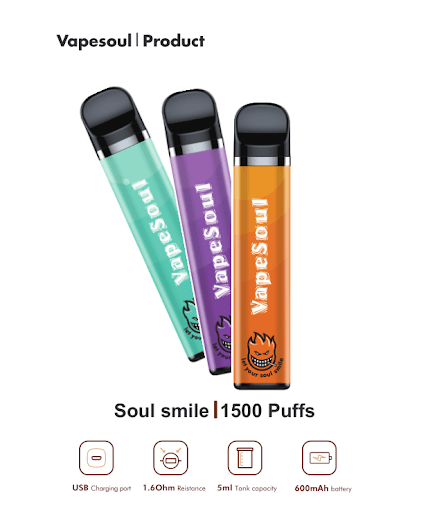 VapeSoul Smile II Rechargable Disposable Vape (1500Puffs) India - Vape Store Jaipur